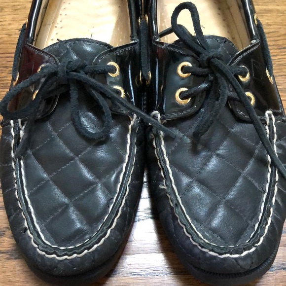 Sperry Shoes - Black Quilted Sperry Top-Sider with Detail 7 1/2